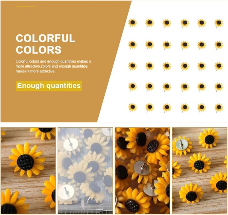 Sunflower Thumb Tacks 30Pcs 7X7X1 7Cm Decorative Push Pins for Office Classroom Cork Board - Image 3